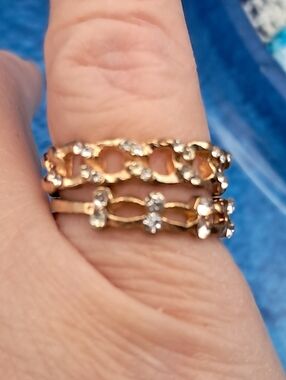 Vintage Rhinestone Link & Infinity Rings Set (Goldtone)